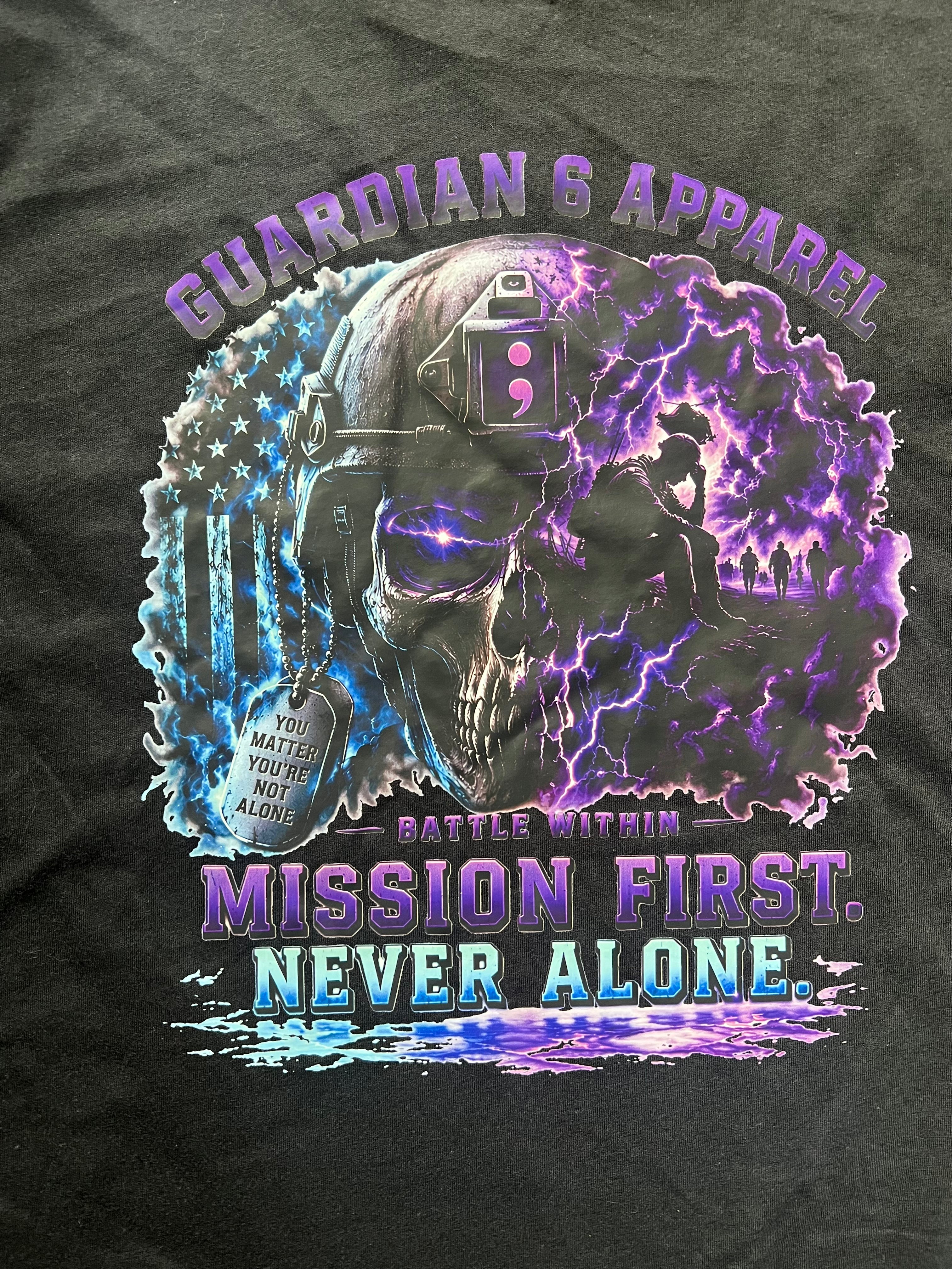 Blue and Purple Skull with Flag Tshirt