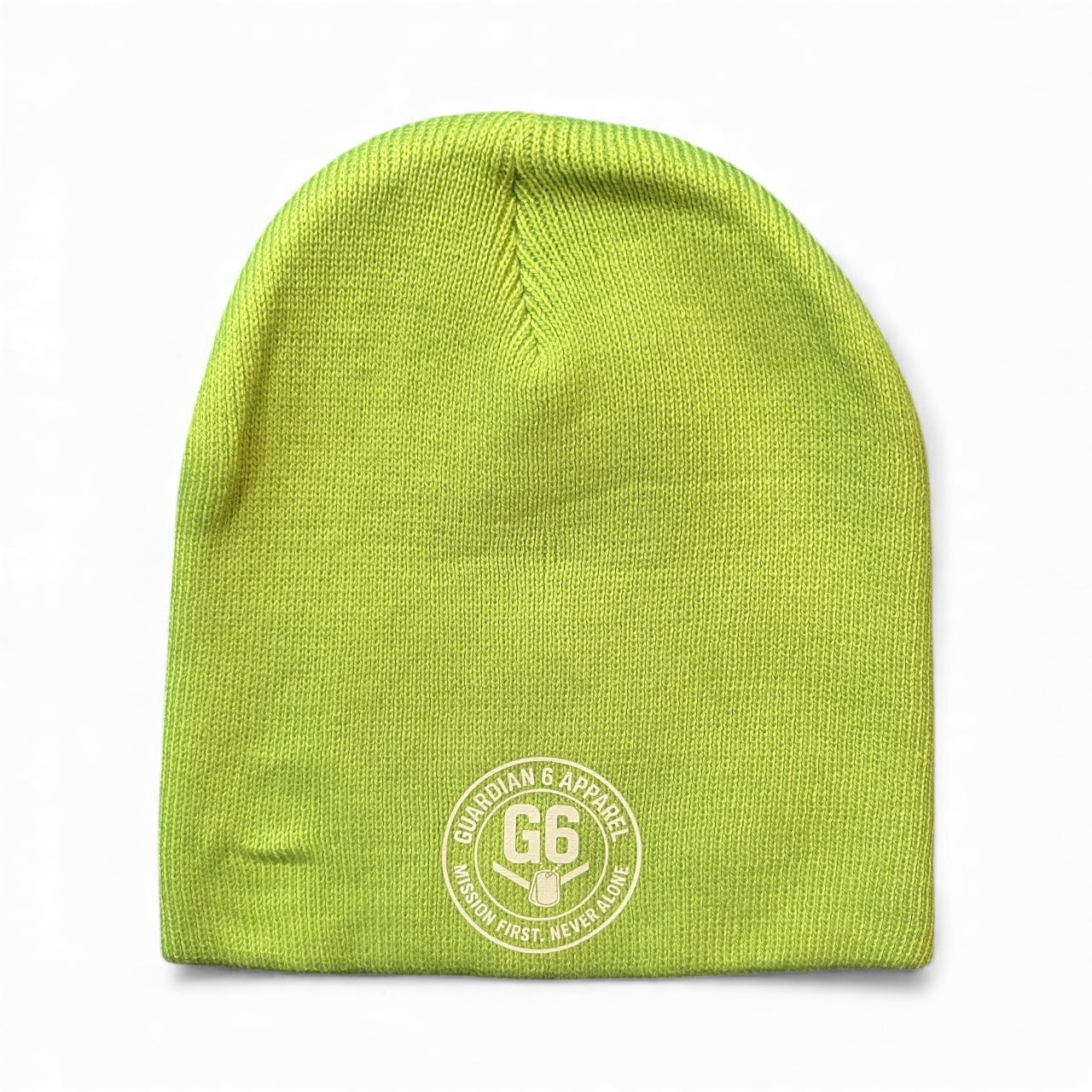 Neon Yellow Beanie with White Emblem